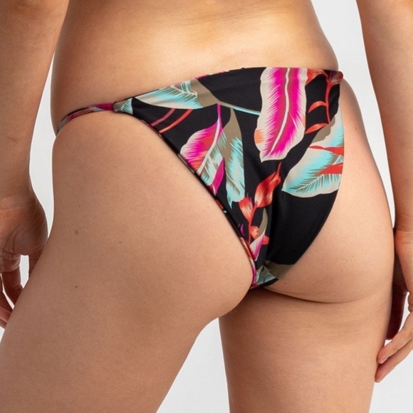 NWT Volcom Friends 4ever Skimpy Floral Palm Print Cheeky Bikini Bottoms - Picture 2 of 8